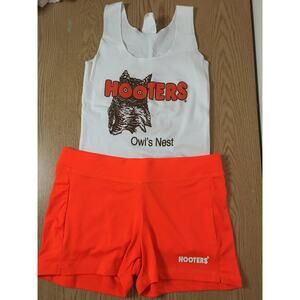 B63 Hooters Girl Worn Sexy Rare Vintage Owls Nest Uniform Tank & New Shorts Xs
